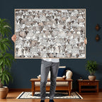 Abstract Texas Cow Wall Art Canvas Print, Farm Longhorn Art for Cabin Decor