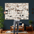 Abstract Texas Cow Canvas Print for Cabin and Western Home Decor