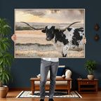 Texas Longhorn Bull Rustic Wall Art Canvas Print