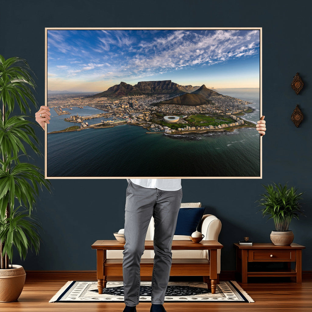 Cape Town Wall Art Canvas Print | Table Mountain Coastal Skyline Panorama
