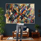 Geometric Abstract Wall Art Canvas Print, Orange Blue