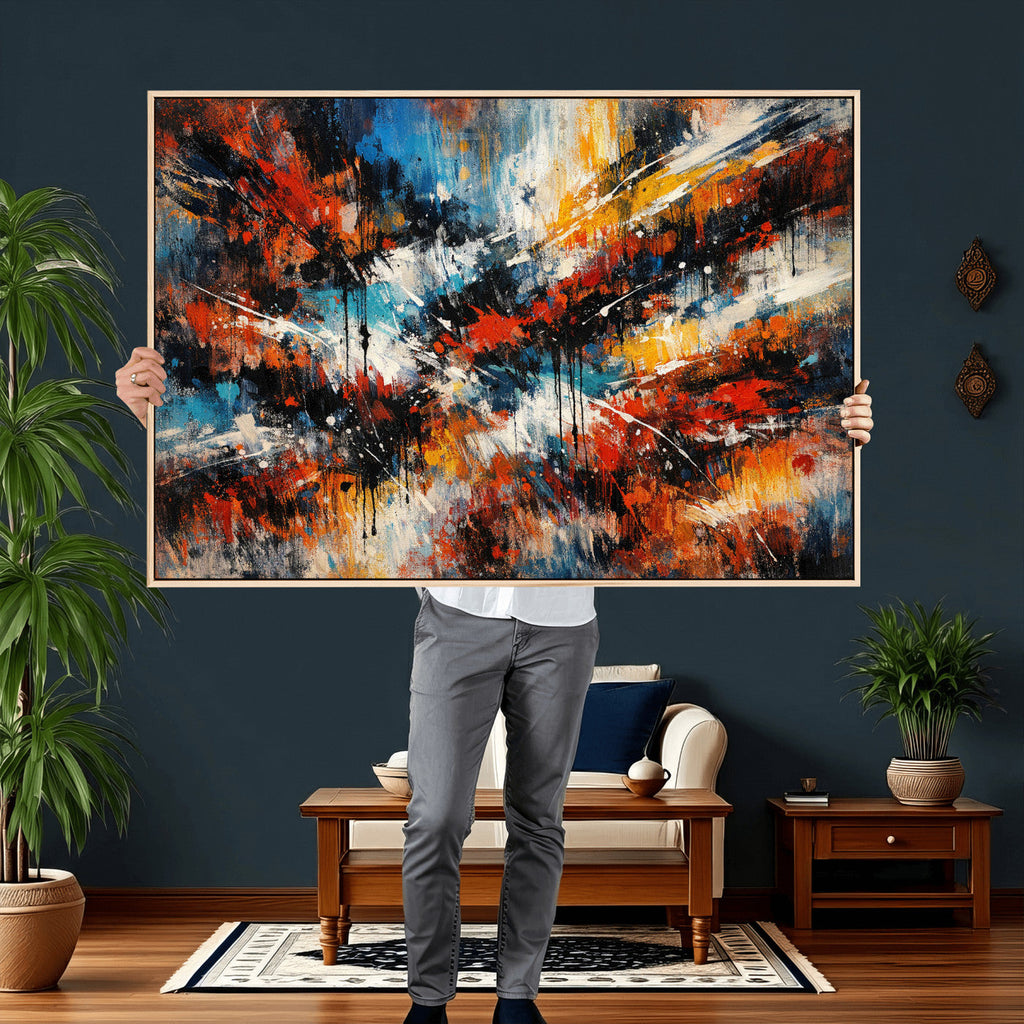Lyrical Abstract Wall Art Canvas Print, Orange Blue Abstract