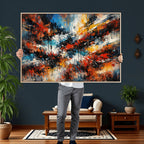 Lyrical Abstract Wall Art Canvas Print, Orange Blue Abstract