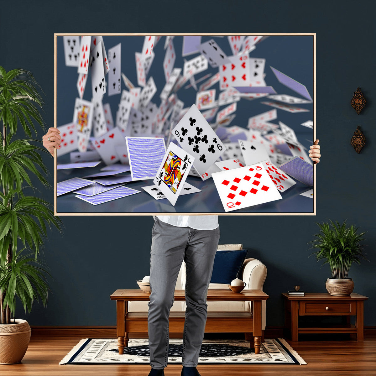 Playing Cards Canvas Wall Art | Casino Game Room Decor