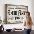 Custom Family Patio Sign Canvas, Personalized Rustic Backyard Decor