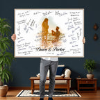 Wedding Signature Guest Book Canvas, Personalized Couple Photo Art