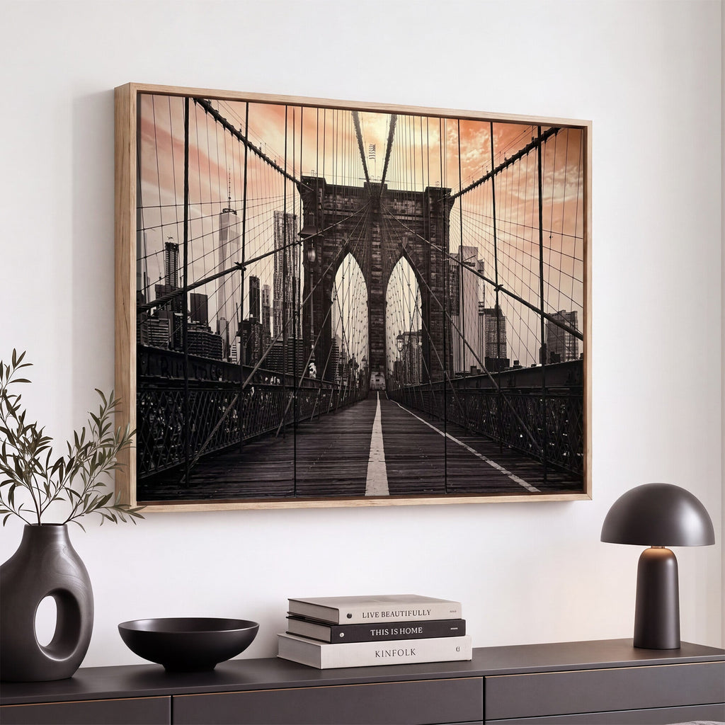 Brooklyn Bridge Canvas Wall Art, New York City Skyline Photography