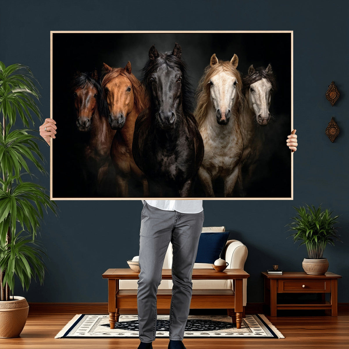 Horse Wall Art Canvas Print, Wild Horses Portrait Photography, Rustic Ranch Decor