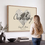 Lyrics Heart Canvas Print, Personalized Song Lyrics and Photo Wall Art