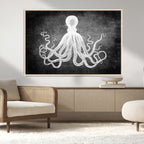 Black White Octopus Wall Art Canvas Print