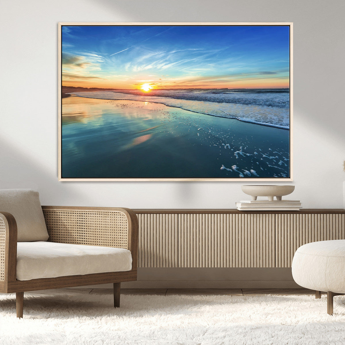 Blue Sky and Beach Wall Art Canvas Print
