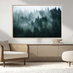 Misty Forest Wall Art | Serene Green Landscape Canvas Print