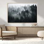 Foggy Forest Wall Art Canvas Print | 3 Panel Large Misty Landscape