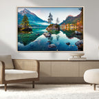 Crystal Clear Lake Wall Art | Mountains Wall Art Canvas | 3 Panel Landscape
