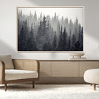 Misty Forest Canvas Wall Art | Monochrome Triptych Pine Tree Print