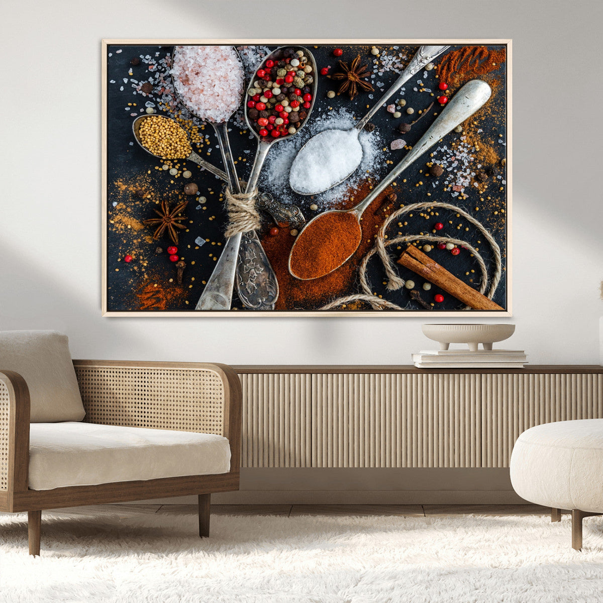 Spices and Seasonings Canvas Wall Art | Colorful Triptych Kitchen Decor