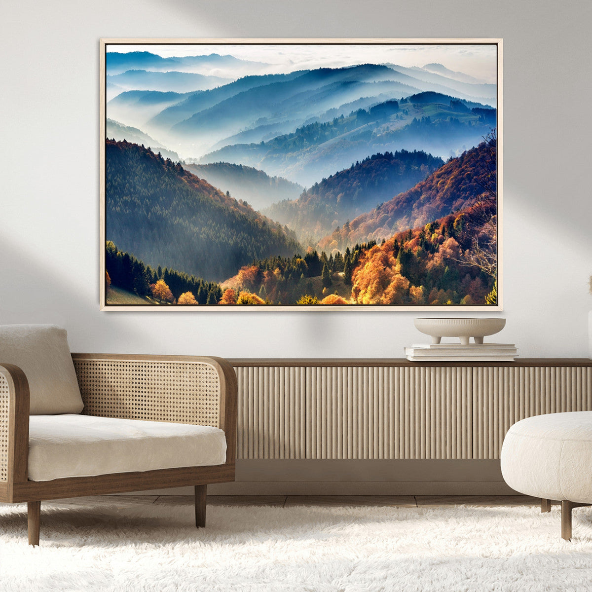 Mountains Forest Autumn Wall Art Canvas Print