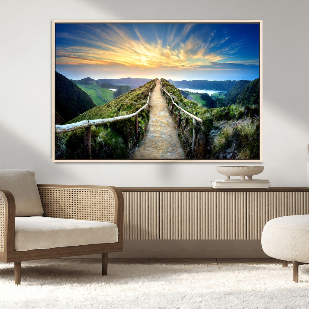 Mountain and Sunset Wall Art Canvas Print
