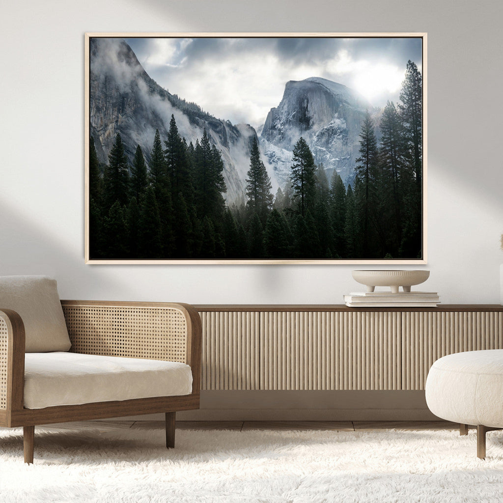 Wall Art Foggy Forest Landscape Canvas Print