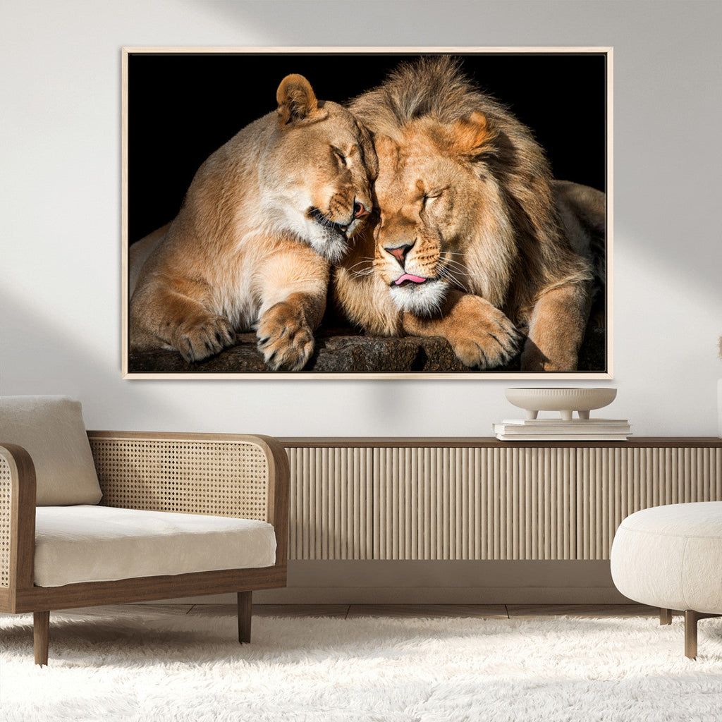 Lion and Lioness Wall Art Canvas Print | African Wildlife Animal Art