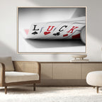 Framed Lucky Poker Cards Canvas | Modern Triptych Wall Art for Game Rooms