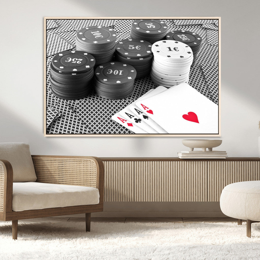 Poker Game Cards Wall Art Canvas, Multi Panel Wall Art