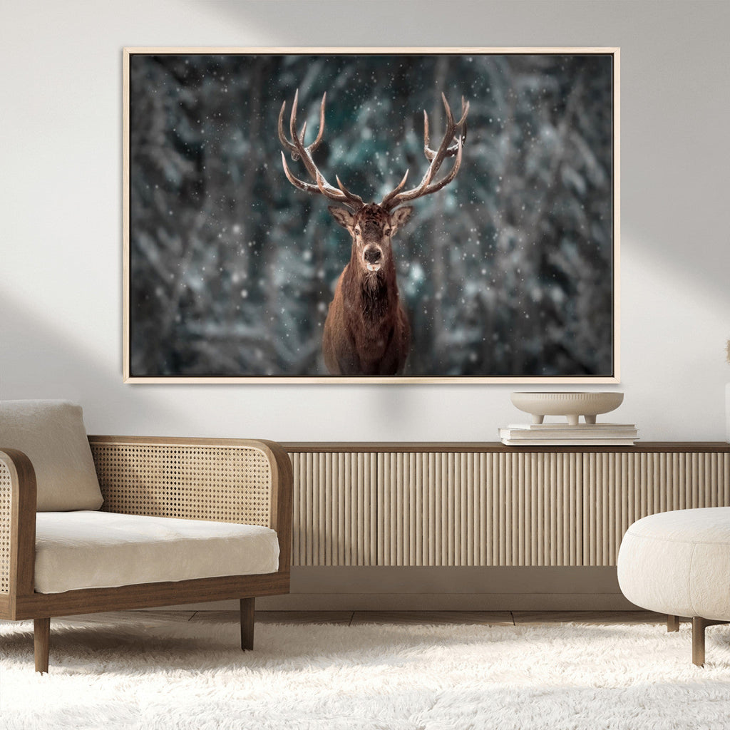 Wall Art Deer Art Animal Canvas, Framed Wall Art Deer Canvas