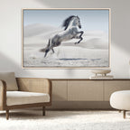 Prancing Horse Desert Large Wall Art Canvas Print, Majestic Horse Animal Artwork