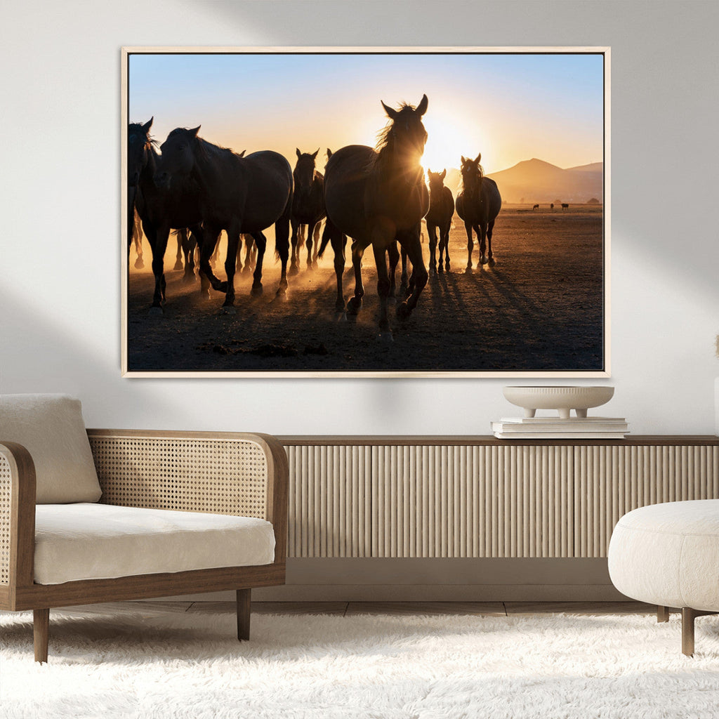 Horse Herd Wall Art Animal Canvas Print