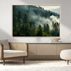 Misty Forest Wall Art Premium Canvas Print, Foggy and Serene Atmosphere