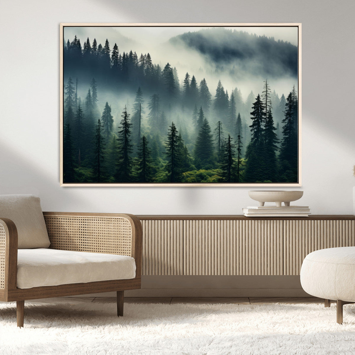 Captivating Misty Forest Wall Art, Foggy and Serene Atmosphere Canvas Print