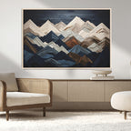 Rustic Mountain Landscape Wall Art Canvas Print, Framed 3D Wooden Effect Mountain Art