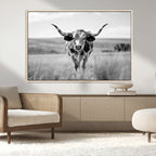 Texas Cow Longhorn Wall Art Canvas Print for Farm House Wall Art, Framed and Ready to Hang