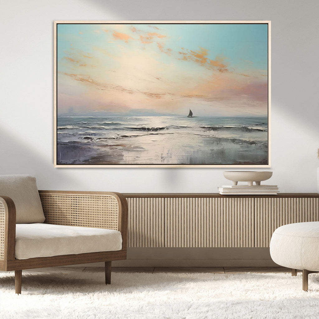Abstract Ocean Wall Art, Boat Wall Art Canvas Print