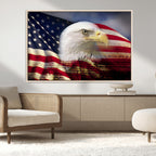 American Flag Eagle Symbol Wall Art Canvas Print, Patriotic American Flag Eagle Wall Art