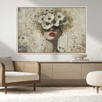 Abstract Floral Women Pastel Wall Art Canvas Print