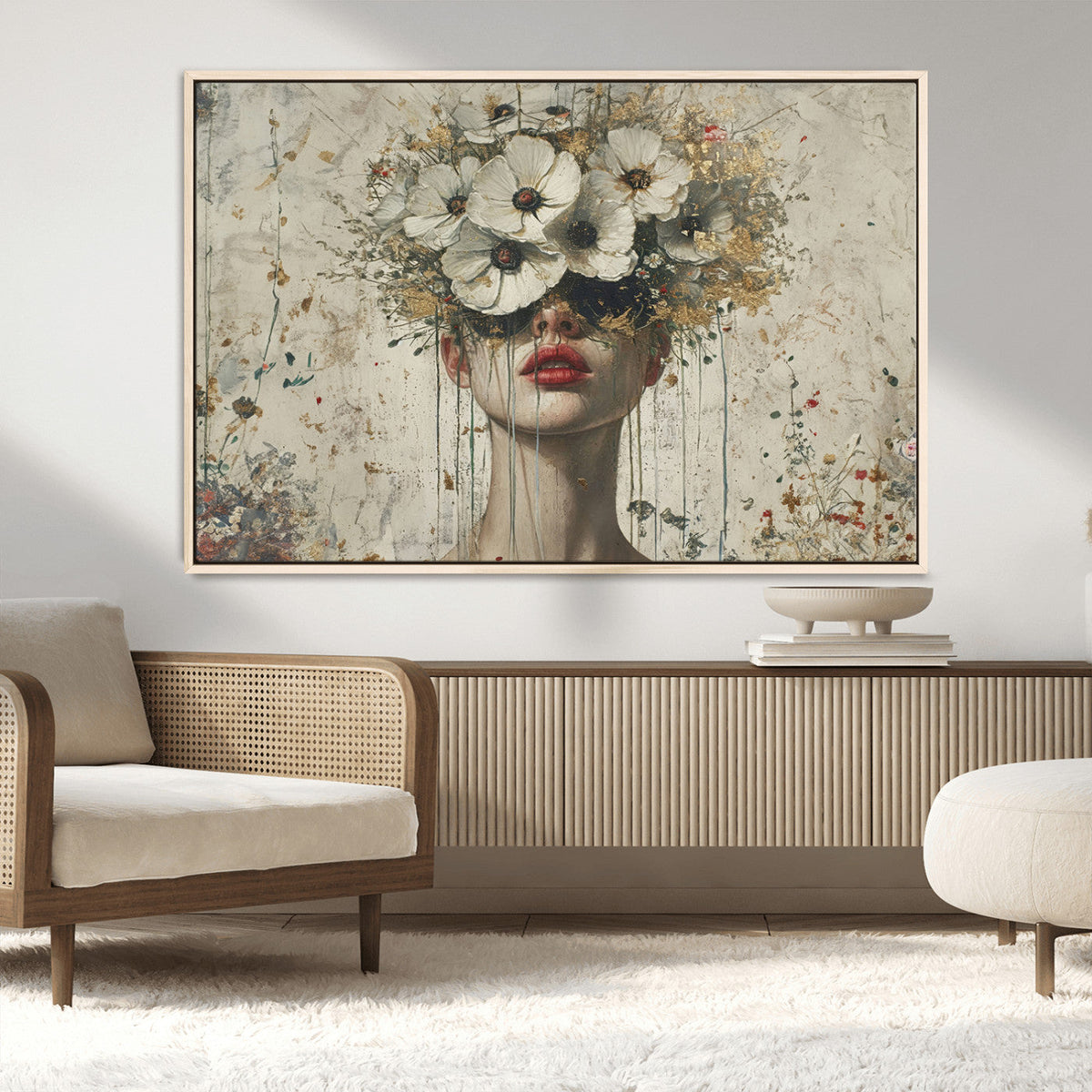 Abstract Floral Women Pastel Wall Art Canvas Print