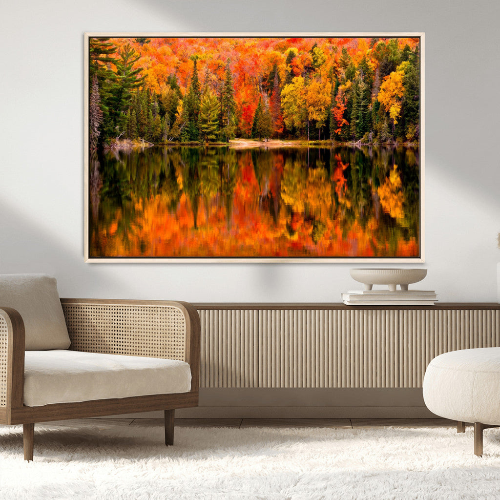Forest Reflection Art | Autumn Forest Reflection Wall Art | Triptych Canvas Print