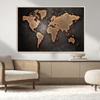 World Map Canvas Print | Framed Travel Map Wall Art for Couples