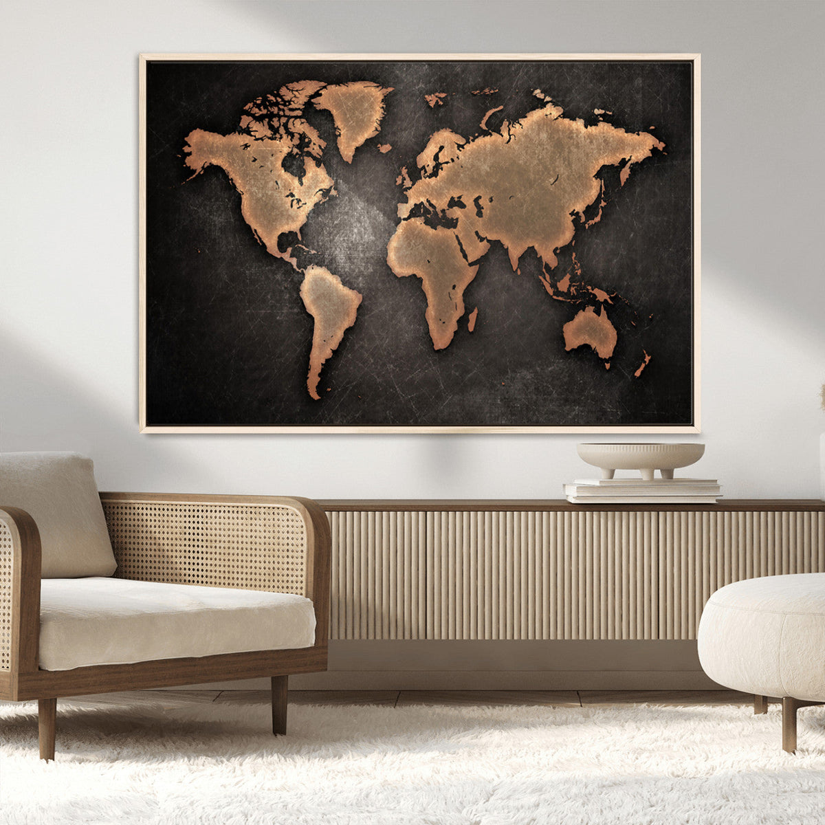 World Map Canvas Print | Framed Travel Map Wall Art for Couples