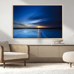 Blue Sunset Ocean Canvas Wall Art Print | Serene Coastal Horizon