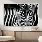 Zebra Wall Art | Zebra Close Up Canvas Print | Framed Black and White Wildlife