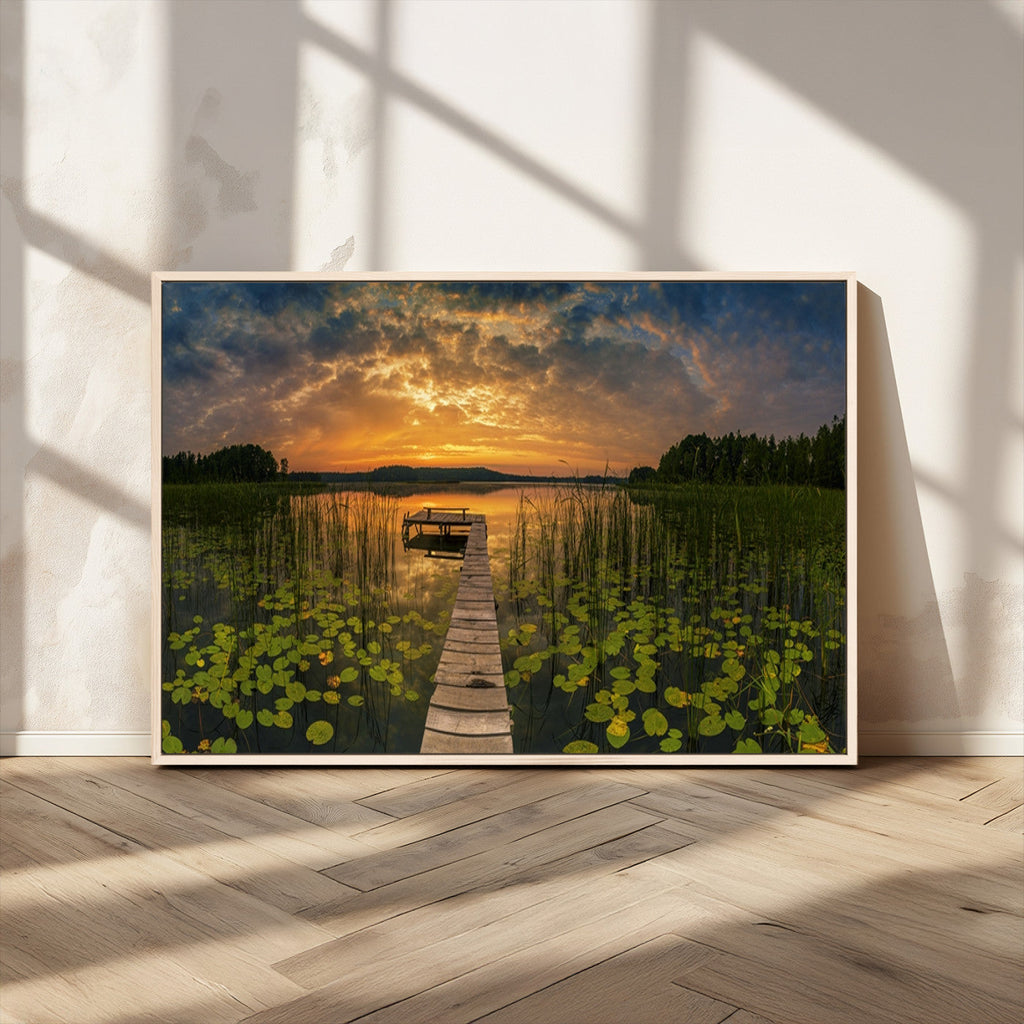 Lake and Flower Wall Art Canvas Print