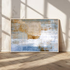 Blue Multi Panel Abstract Wall Art Canvas, Abstract Blue and Gold Canvas Print