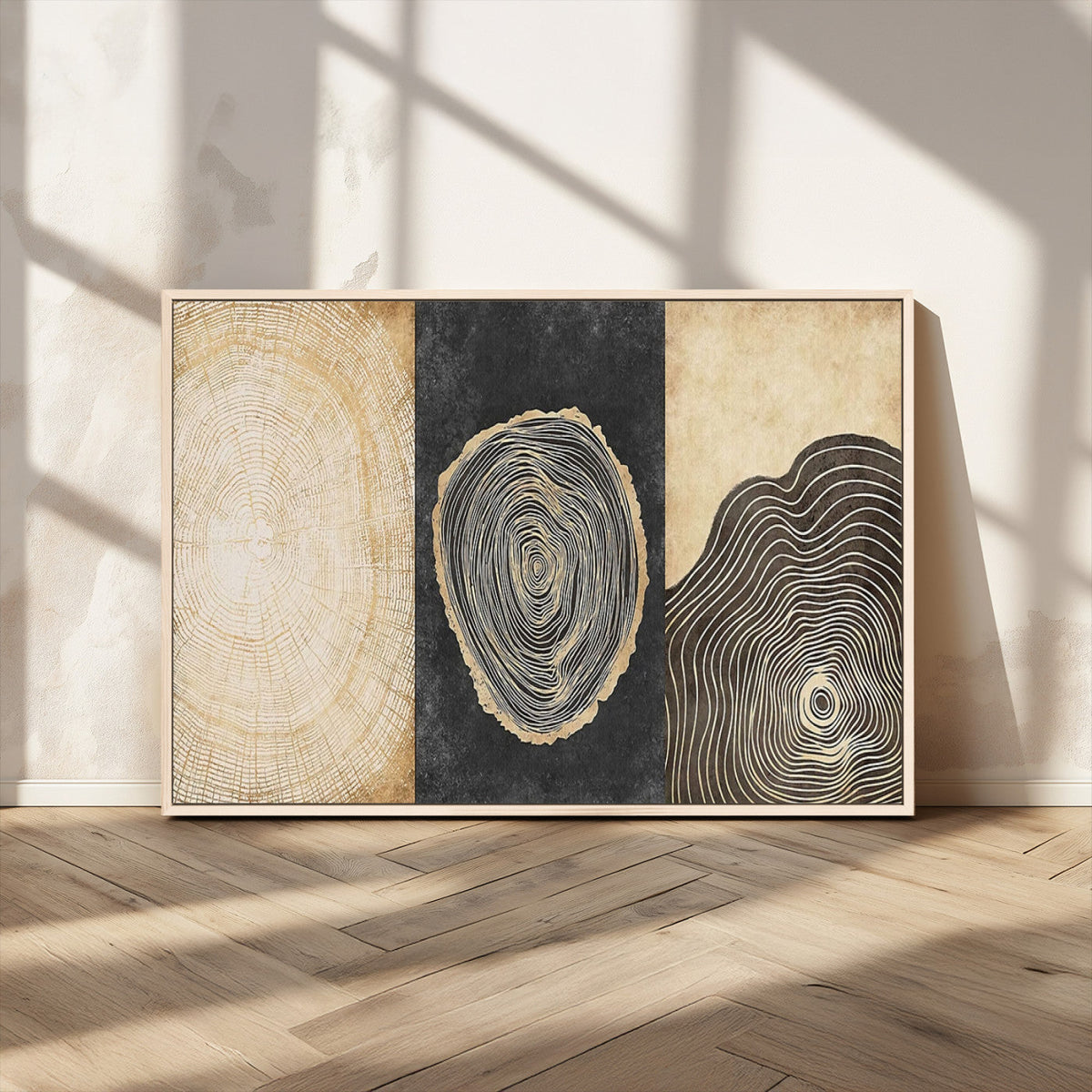 Tree Rings Canvas Wall Art Print, Minimalist Natural History in Modern Decor