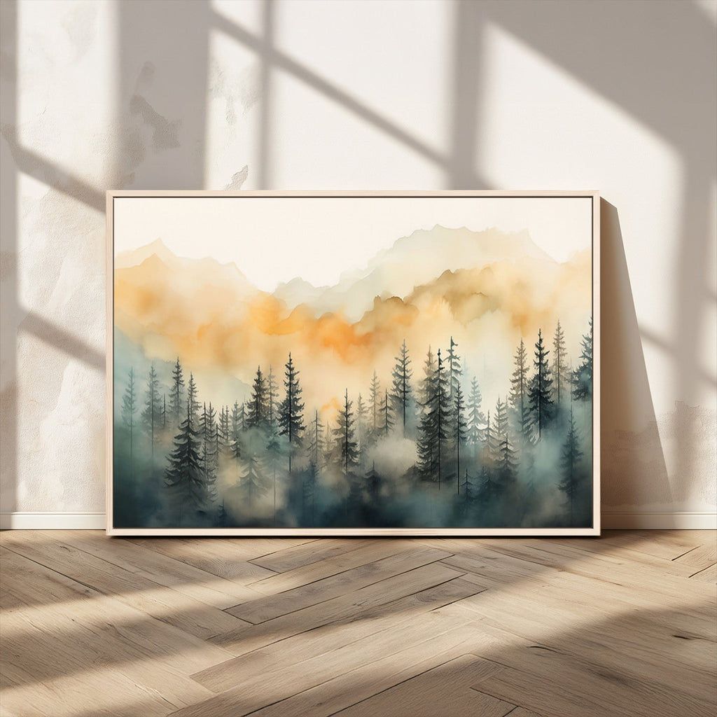 Abstract Forest Print | Mountain Wall Art | Autumn Landscape Canvas Print