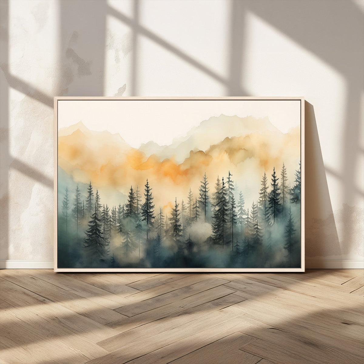 Abstract Forest Print | Mountain Wall Art | Autumn Landscape Canvas Print