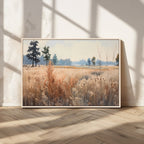 Golden Fields Canvas Wall Art Print | Serene Minimalist Landscape for Modern Decor