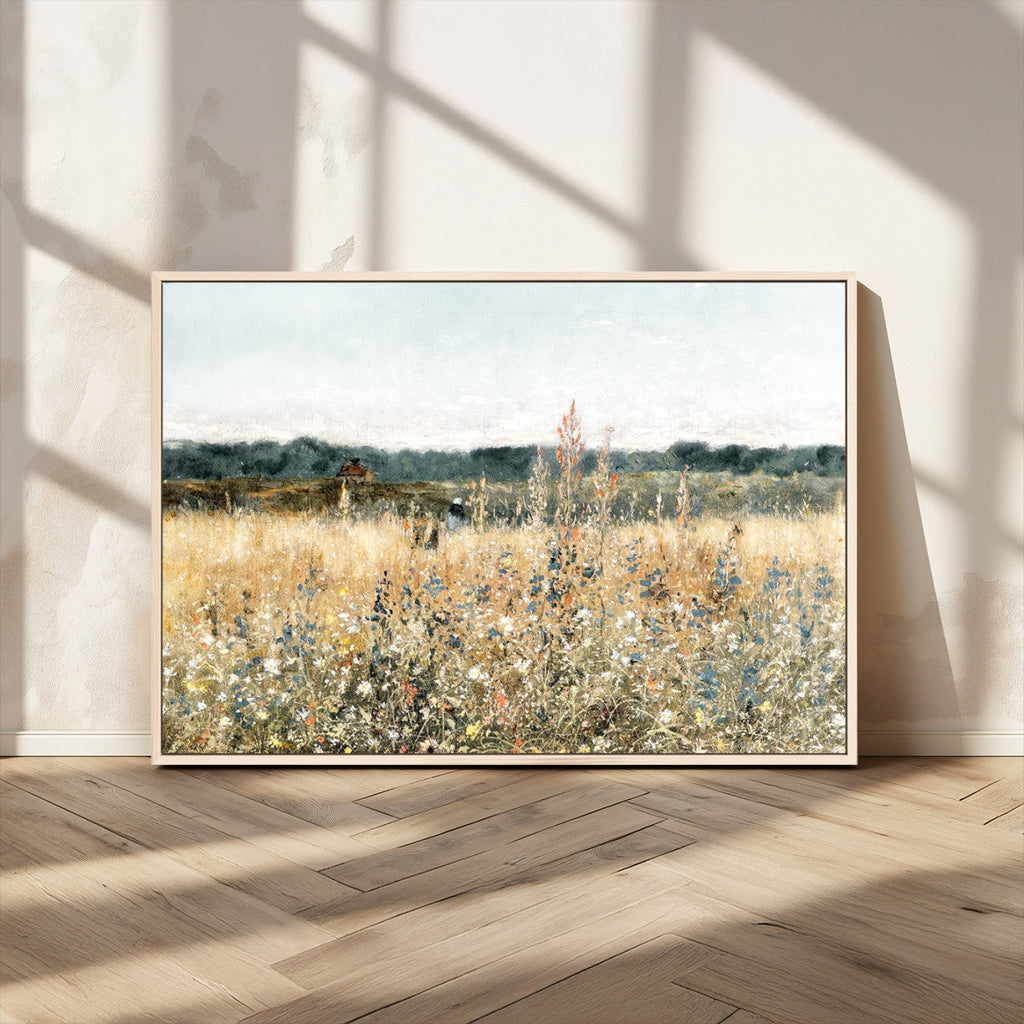 Wildflower Field Wall Art Canvas | Nature-Inspired Landscape Canvas Print for Living Room or Office