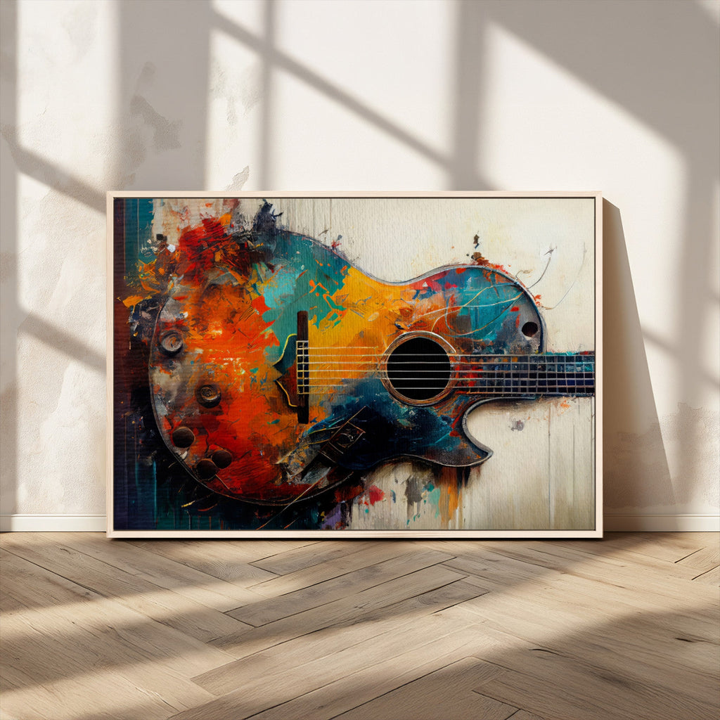 Abstract Guitar Wall Art Canvas | Vibrant Music-Inspired Art for Living Room or Studio